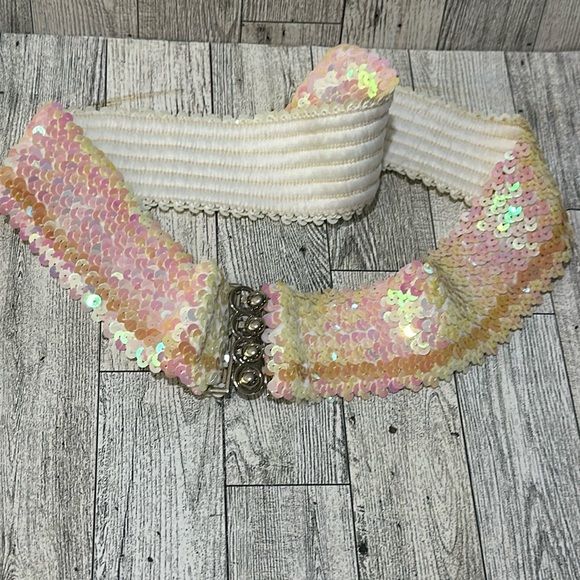 Iridescent sequins elastic fashion stretchy belt - Picture 1 of 4